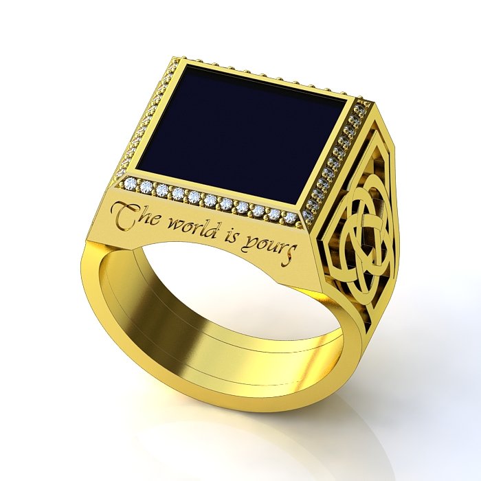 Кольцо печатка золото